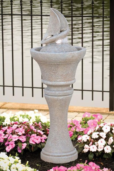 Sailboat Garden Fountain With Light Cement Sculptural Artwork Sailing